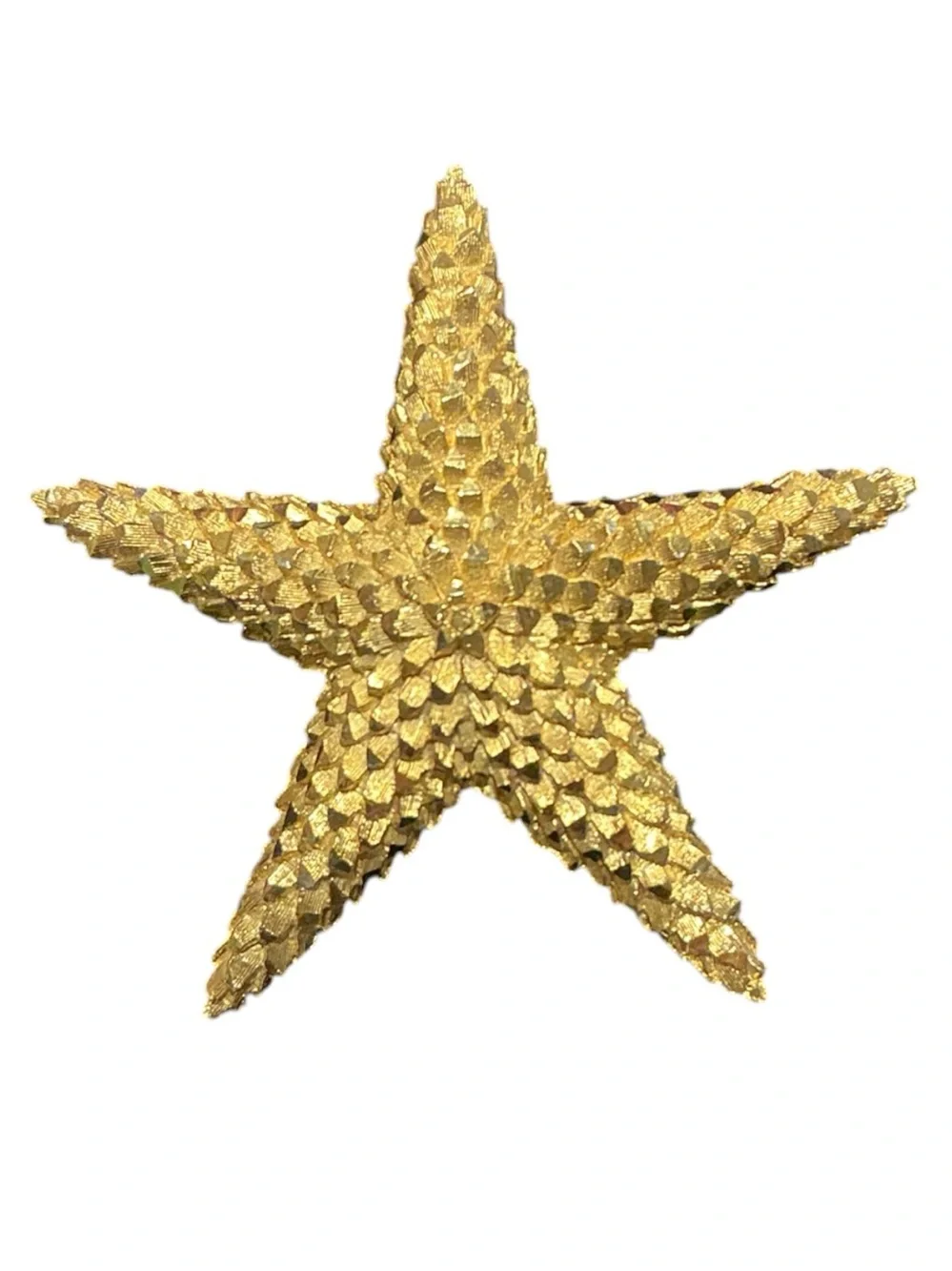 Vintage 80s Textured Starfish Brooch Pin